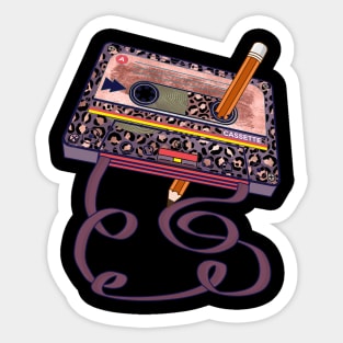 80s retro fashion , mixtape Sticker